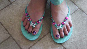 Kids Craft Idea: Embellished Flip Flops - Just Short of Crazy