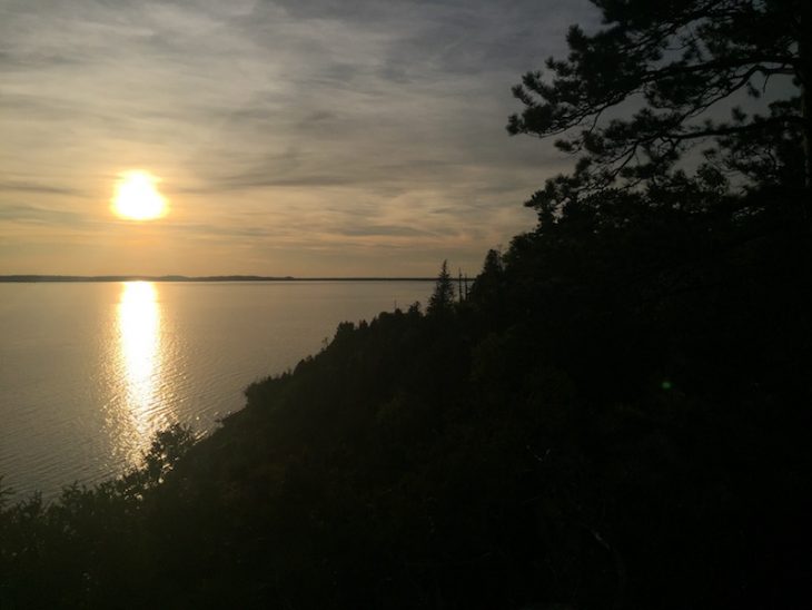 view of the sunset from sunset point on mackinac island