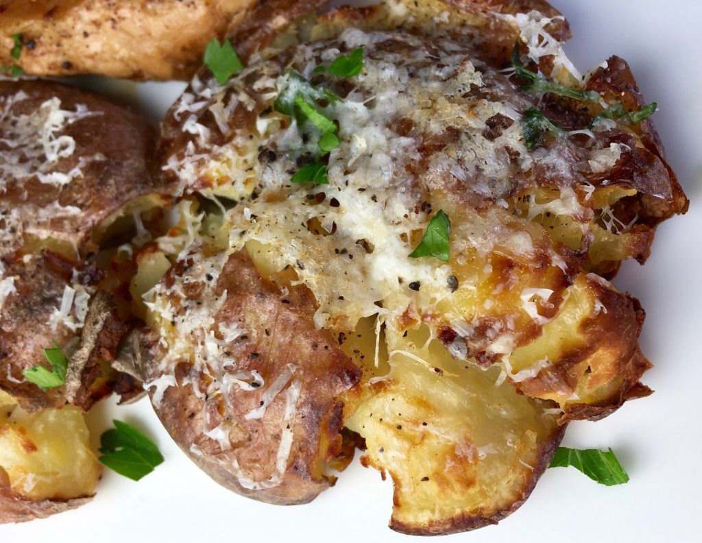 Cheesy Smashed Baked Potatoes Recipe - Just Short of Crazy