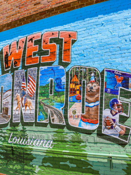Featuring a traditional postcard style, the West Monroe Mural showcases the area’s most beloved characteristics.\