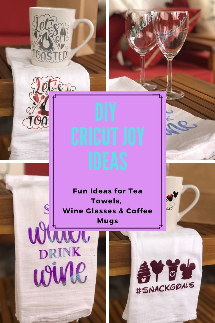 DIY Cricut Joy Ideas For Tea Towels, Glasses &amp; Mugs - Just Short of Crazy