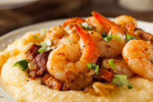 Shrimp and grits, are a local favorite. The Kingsland area offers over 100 dining destinations to choose from southern BBQ to fresh Georgia shrimp. | Credit: Kingsland Convention & Visitors Bureau